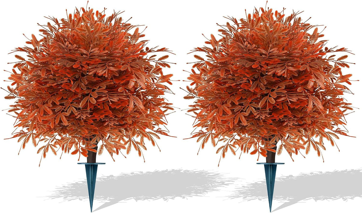 Grooy Artificial Set of 2 UV Resistant Boxwood Topiary Ball for Porch Decor