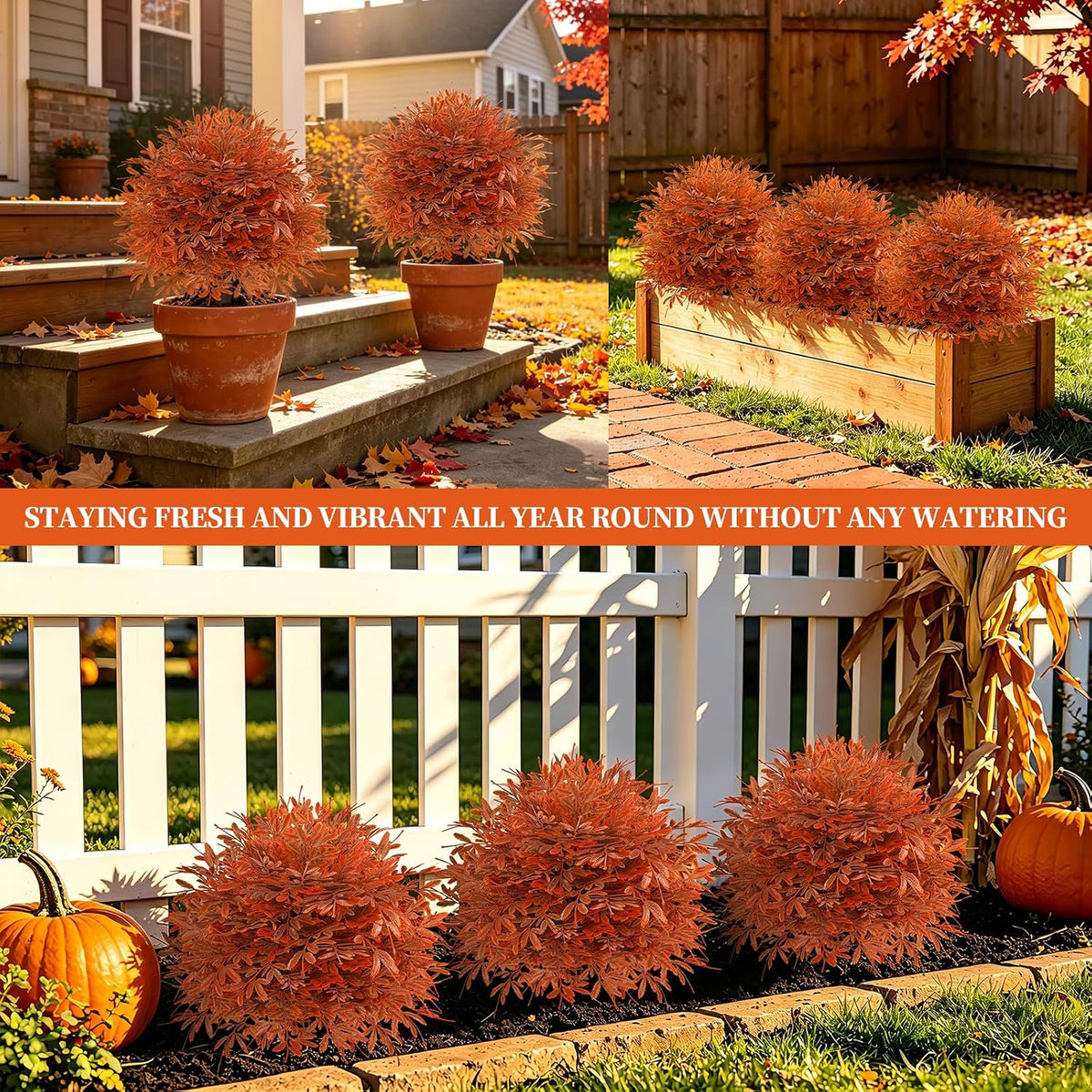 Grooy Artificial Set of 2 UV Resistant Boxwood Topiary Ball for Porch Decor