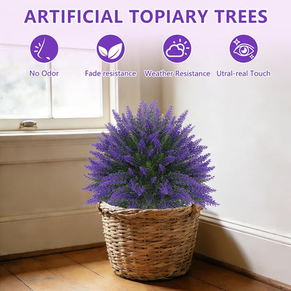 Grooy Artificial Set of 2 UV Resistant Boxwood Topiary Ball for Porch Decor