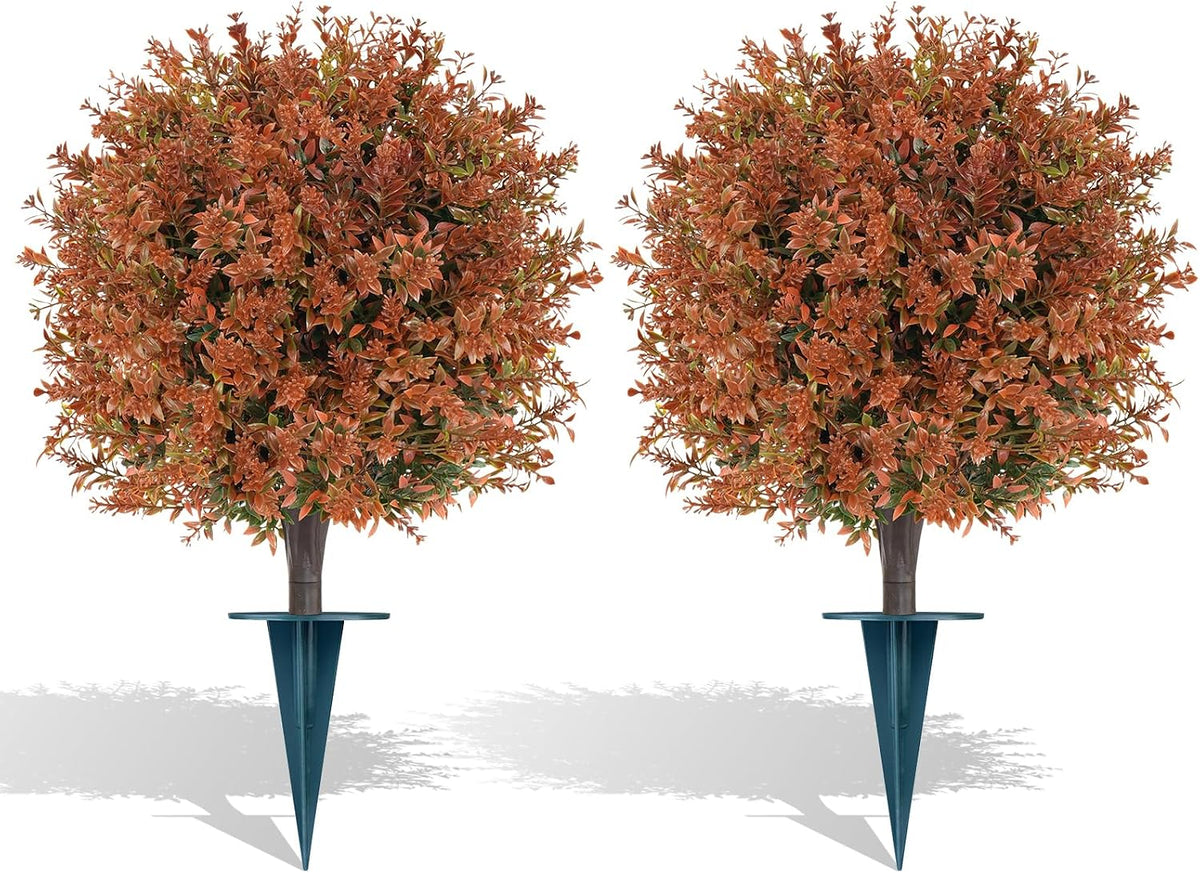 Grooy Artificial Set of 2 UV Resistant Boxwood Topiary Ball for Porch Decor