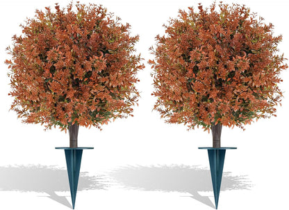 Grooy Artificial Set of 2 UV Resistant Boxwood Topiary Ball for Porch Decor