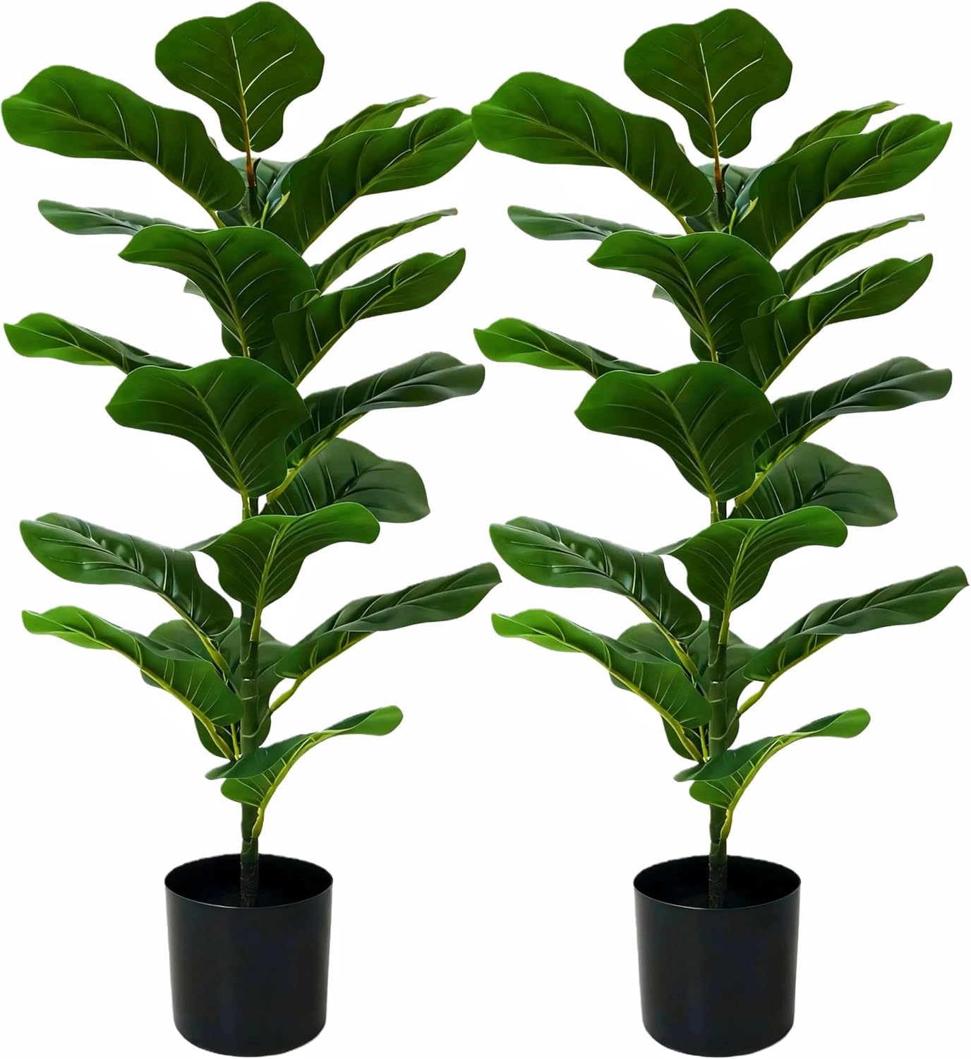 2 Pack Artificial Fiddle Leaf Fig Tree - 30" Fake Ficus Lyrata Artificial Tree in Pots, Fake Plants Indoor for Home or Office Decor, Artificial Plants Floor Housewarming Gift