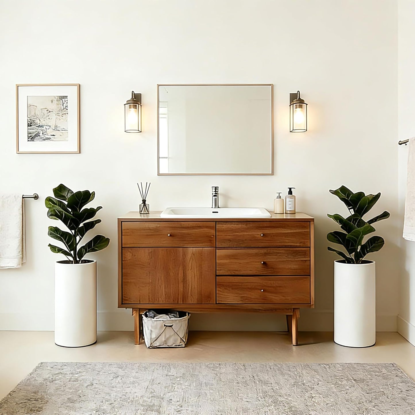 2 Pack Artificial Fiddle Leaf Fig Tree - 30" Fake Ficus Lyrata Artificial Tree in Pots, Fake Plants Indoor for Home or Office Decor, Artificial Plants Floor Housewarming Gift