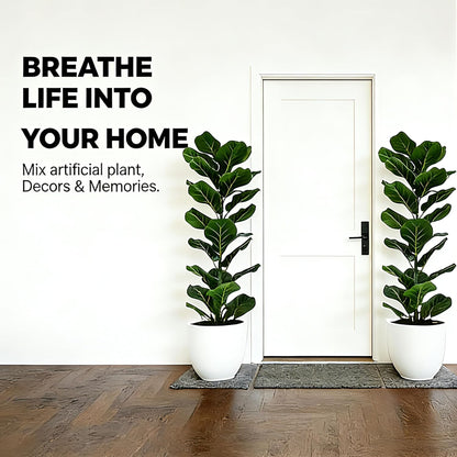 2 Pack Artificial Fiddle Leaf Fig Tree - 30" Fake Ficus Lyrata Artificial Tree in Pots, Fake Plants Indoor for Home or Office Decor, Artificial Plants Floor Housewarming Gift