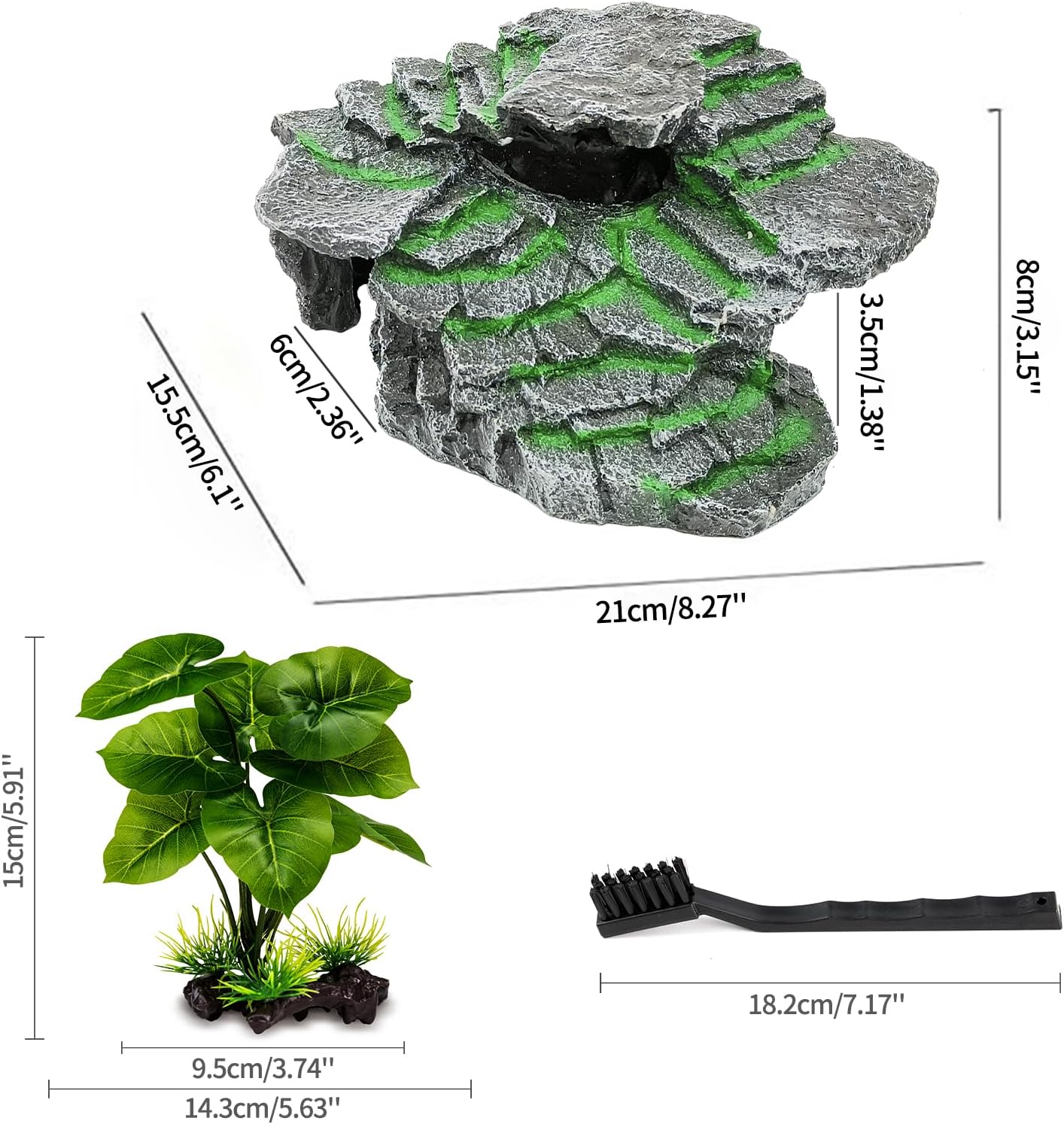 Turtle Basking Platform Turtle Tank Decoration for Aquariums & Terrarium, Turtle, Lizard, Reptile Habitat Hideout (Black)