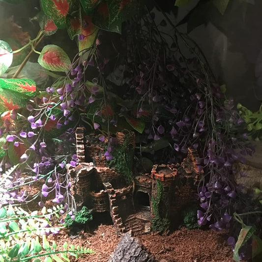Hanging Plants for Reptile Tank,Bearded Dragon Plastic Flexible Fake Vines Plant Leaves with Suction Cup Lizards Terrarium Habitat Decorations for Geckos Turtles Snake Frog Chameleon(2 Pcs)