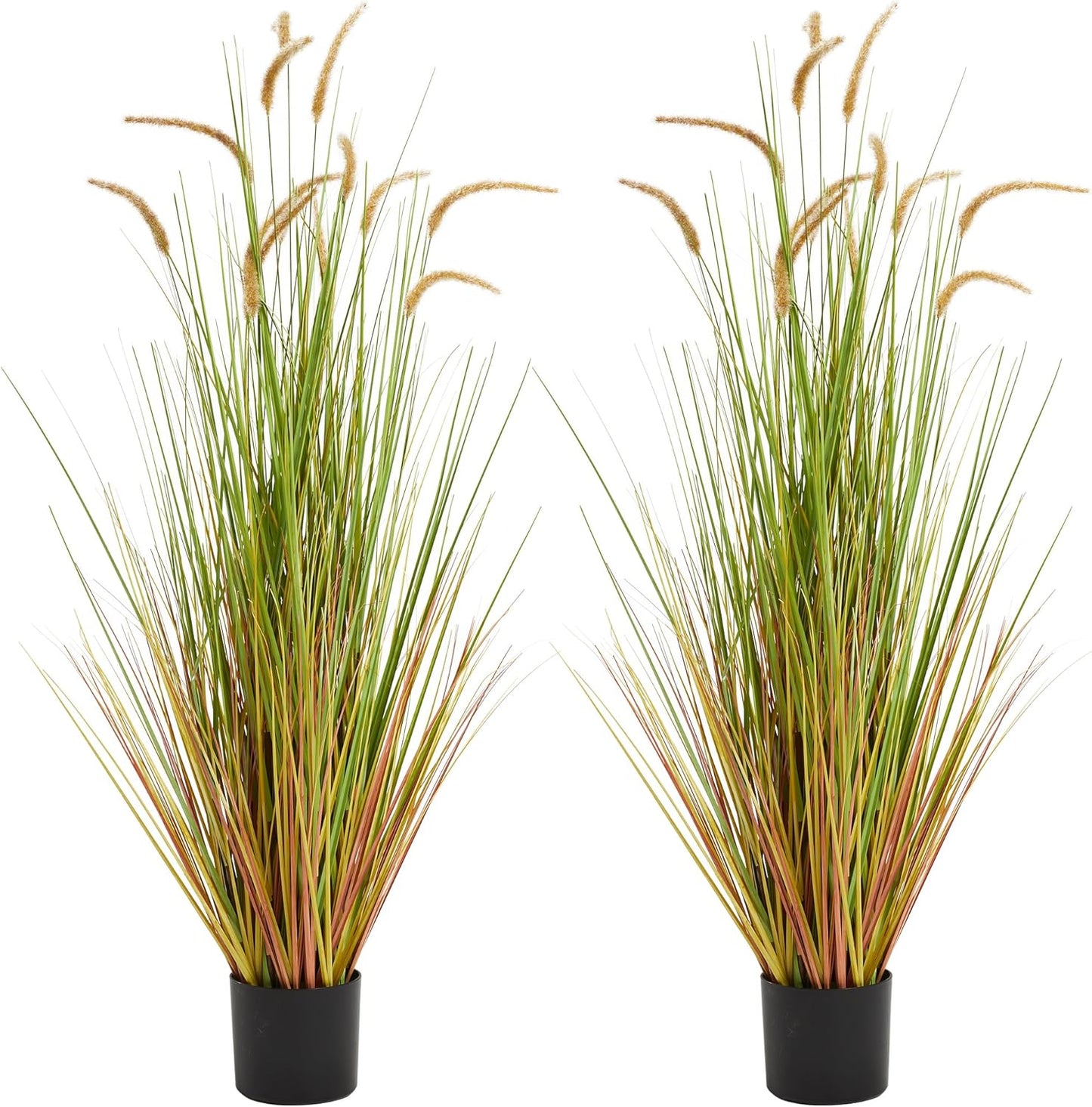 Artificial 5ft 2-Pack Horsetail Reed Grass, 59in Tall Artificial Indoor Outdoor Fake Grass Plant, Home Office Décor Artificial Plants in Pot Faux Plant Greenery, Wedding Decor, Purple