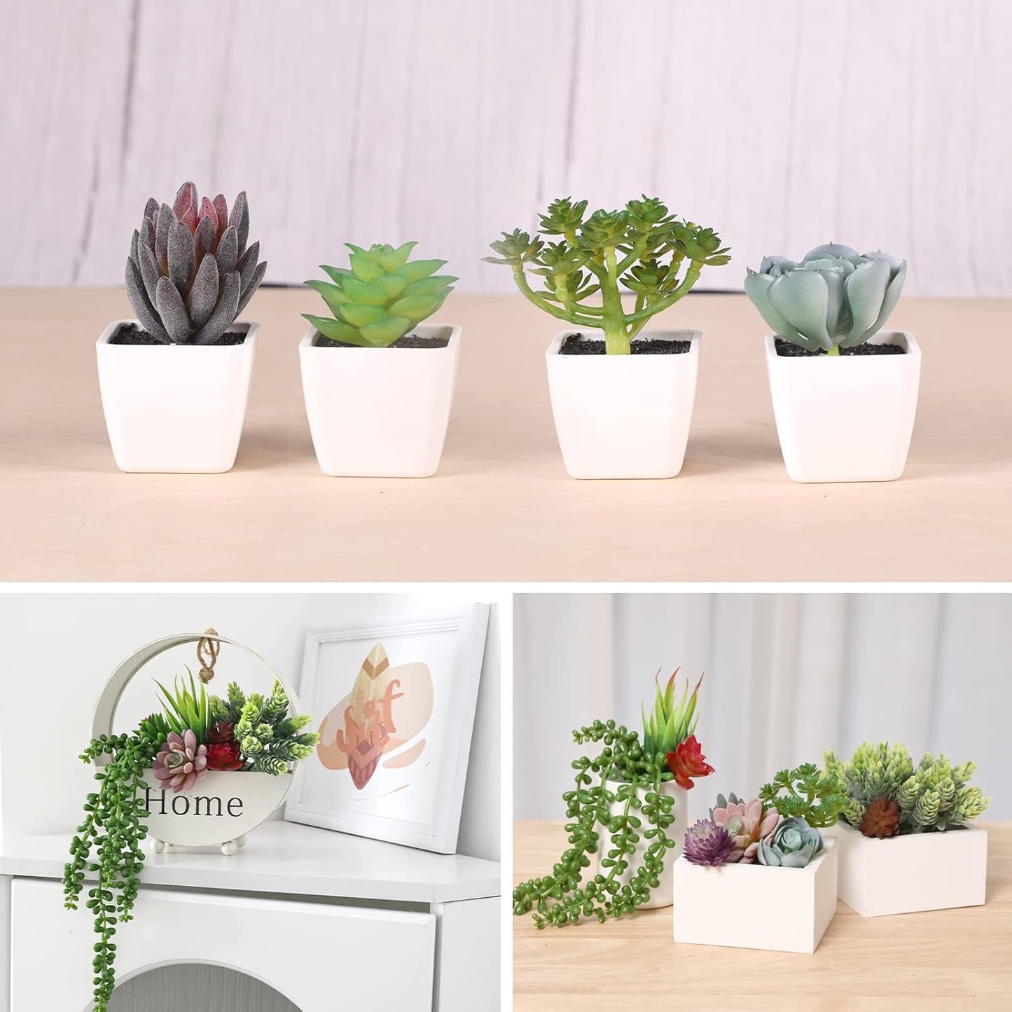 14pcs Fake Succulents Unpotted Realistic Textured Succulent Plants Mini Artificial Succulent Plants Faux, Premium Decor for DIY Crafting Home Floral Wall Garden Arrangement Office Decoration