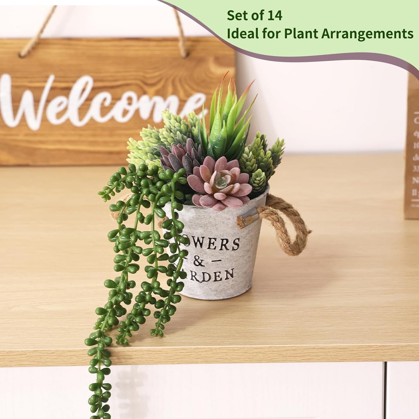 14pcs Fake Succulents Unpotted Realistic Textured Succulent Plants Mini Artificial Succulent Plants Faux, Premium Decor for DIY Crafting Home Floral Wall Garden Arrangement Office Decoration