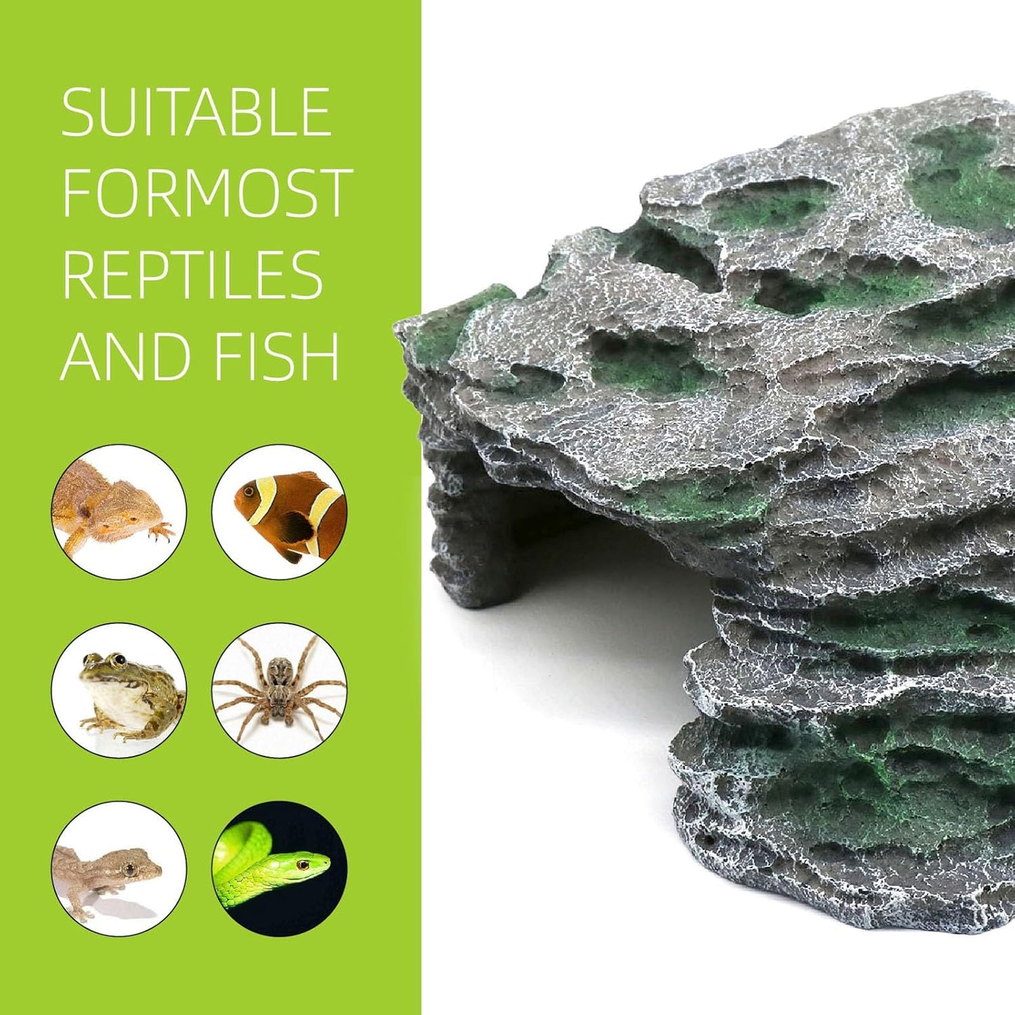 Turtle Basking Platform Shale Scape Step Ledge, Reptile Cave Hideout Turtle Tank Accessories Decorations, Great for Reptiles, Amphibians, Leopard Gecko, Bearded Dragons, Lizard, Frogs