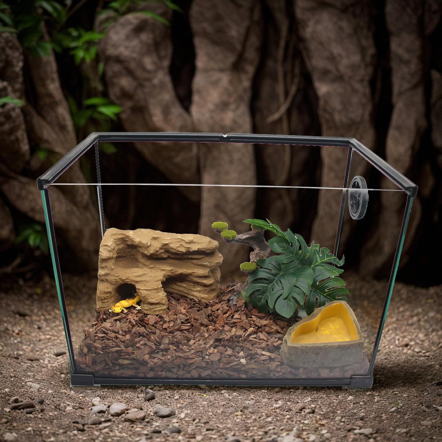 Turtle Basking Platform Shale Scape Step Ledge, Reptile Cave Hideout Turtle Tank Accessories Decorations, Great for Reptiles, Amphibians, Leopard Gecko, Bearded Dragons, Lizard, Frogs