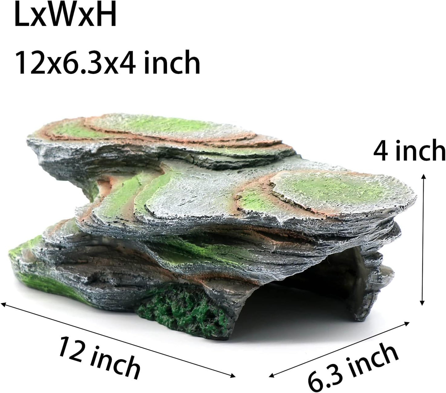 Turtle Basking Platform Shale Scape Step Ledge, Reptile Cave Hideout Turtle Tank Accessories Decorations, Great for Reptiles, Amphibians, Leopard Gecko, Bearded Dragons, Lizard, Frogs