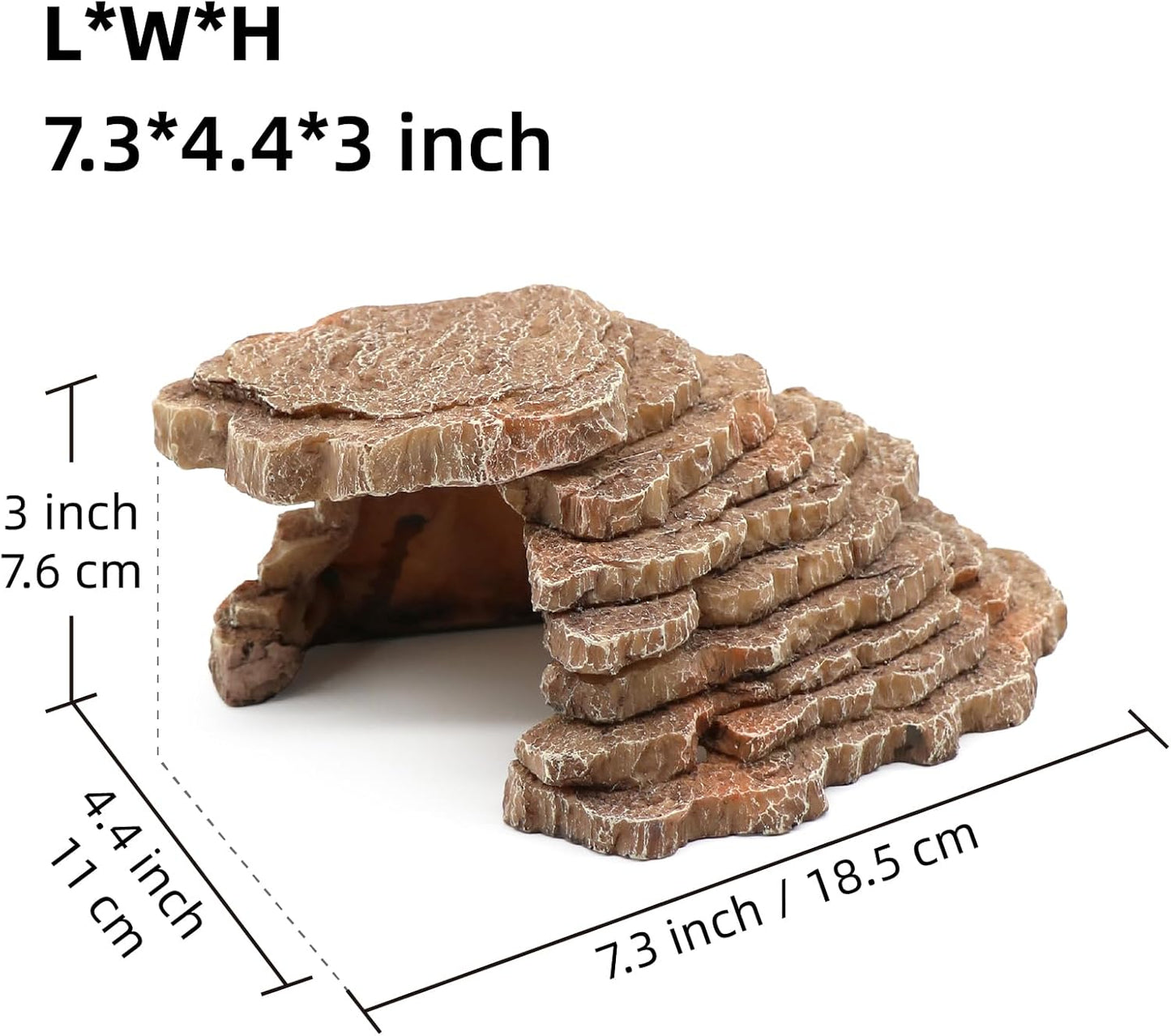 Turtle Basking Platform Shale Scape Step Ledge, Reptile Cave Hideout Turtle Tank Accessories Decorations, Great for Reptiles, Amphibians, Leopard Gecko, Bearded Dragons, Lizard, Frogs