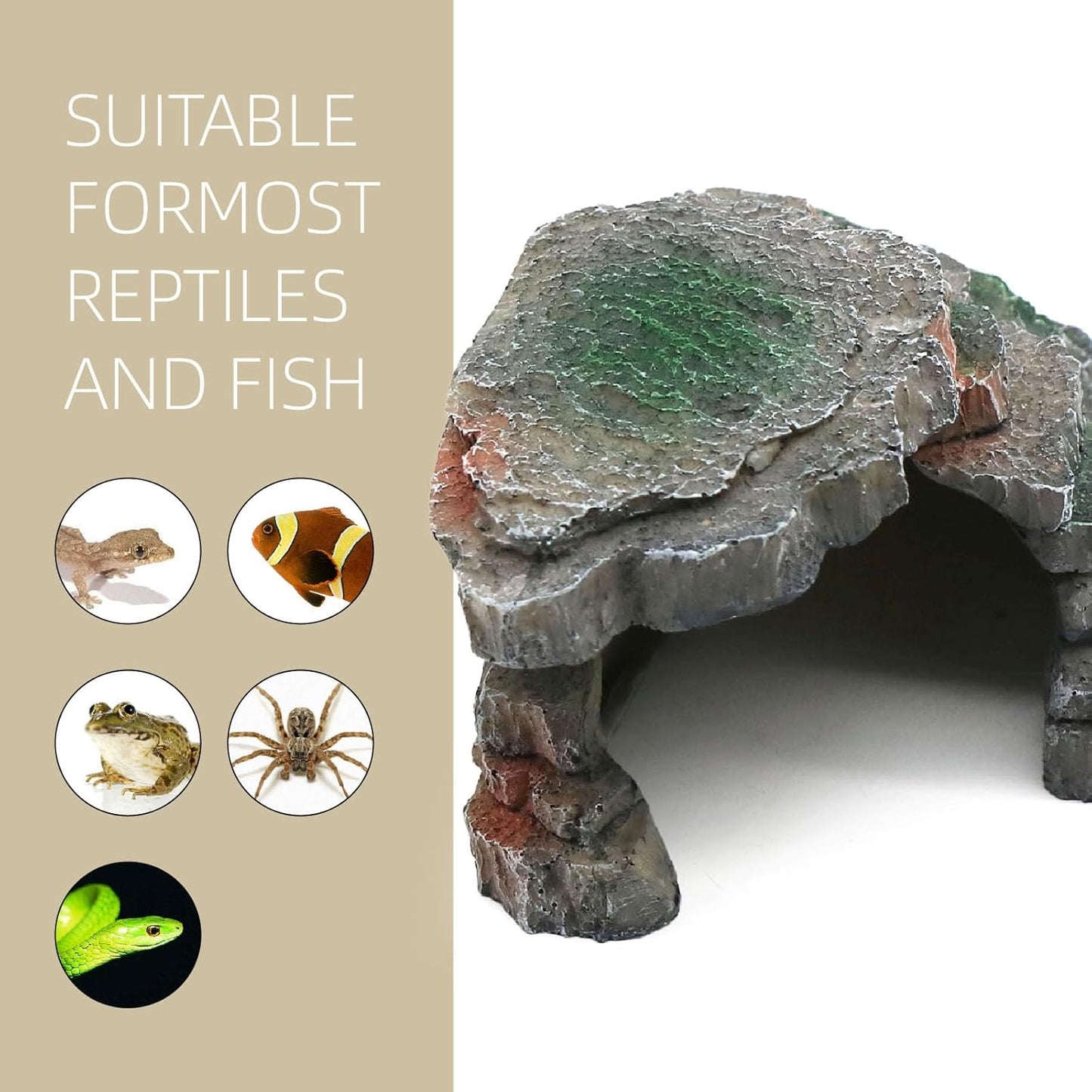 Turtle Basking Platform Shale Scape Step Ledge, Reptile Cave Hideout Turtle Tank Accessories Decorations, Great for Reptiles, Amphibians, Leopard Gecko, Bearded Dragons, Lizard, Frogs