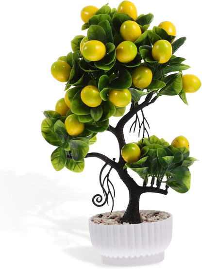 Artificial Lemon Tree Simulated Fruit Tree Potted Tabletop Decor Lifelike Faux Plant for Home Office Kitchen Indoor Outdoor Display 12.99 X 8.66 X 4.72 in