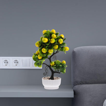 Artificial Lemon Tree Simulated Fruit Tree Potted Tabletop Decor Lifelike Faux Plant for Home Office Kitchen Indoor Outdoor Display 12.99 X 8.66 X 4.72 in