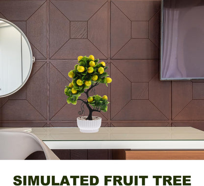 Artificial Lemon Tree Simulated Fruit Tree Potted Tabletop Decor Lifelike Faux Plant for Home Office Kitchen Indoor Outdoor Display 12.99 X 8.66 X 4.72 in