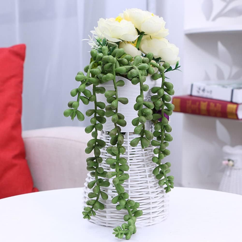 3 Pack Artificial Plant Succulent Plants Hanging String Pearls Plant Fake Lover Tears Plants ((Green&13.7 in)