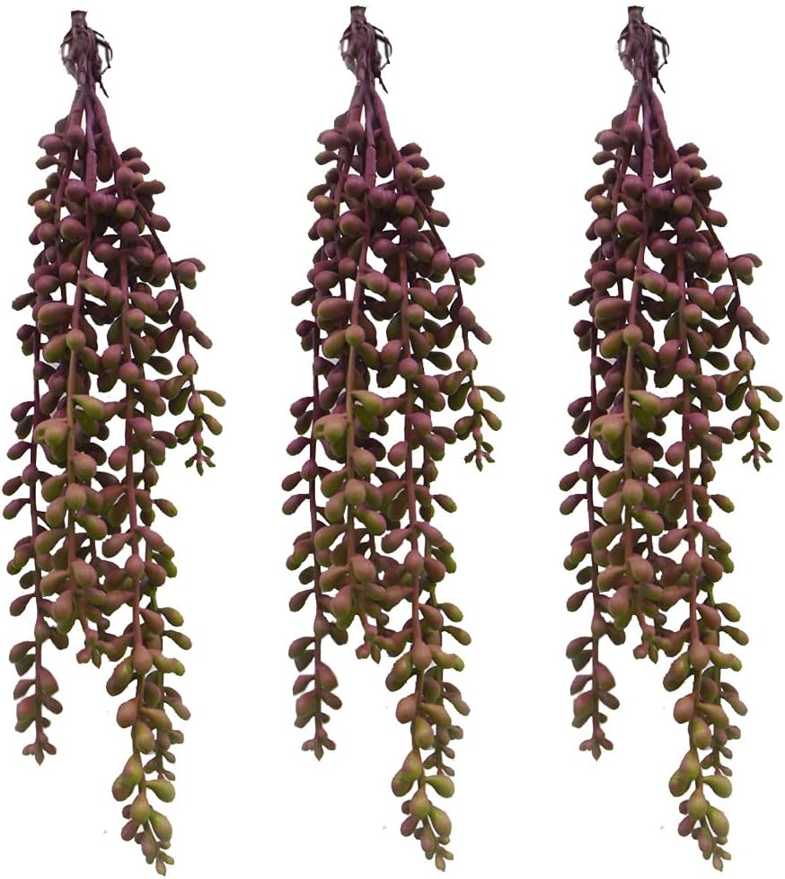 3 Pack Artificial Plant Succulent Plants Hanging String Pearls Plant Fake Lover Tears Plants ((Green&13.7 in)