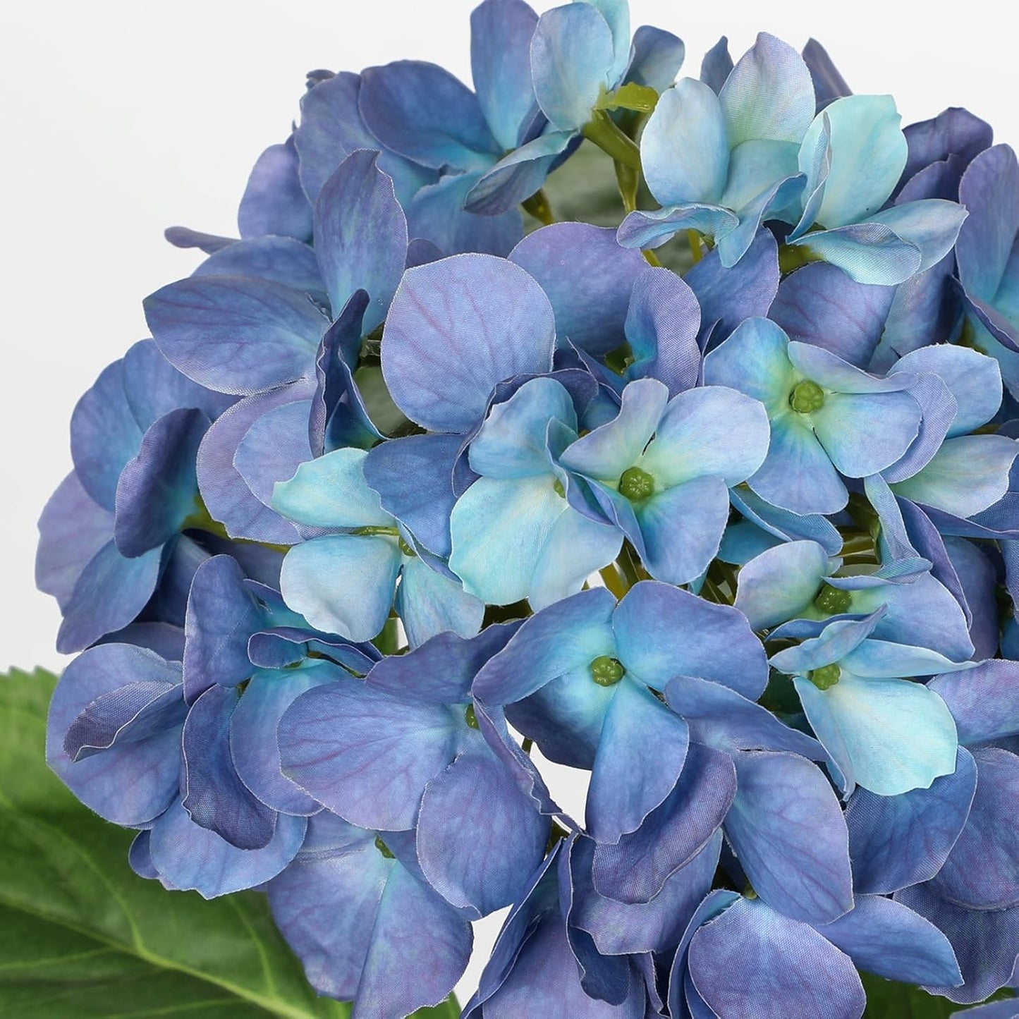 Blue Hydrangea Artificial Flowers in Pot Large Silk Three-Head Hydrangeas Flowers Fake Flowers Arrangements for Indoor Home Office Kitchen Table Centerpieces Wedding Decorations