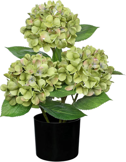 Blue Hydrangea Artificial Flowers in Pot Large Silk Three-Head Hydrangeas Flowers Fake Flowers Arrangements for Indoor Home Office Kitchen Table Centerpieces Wedding Decorations