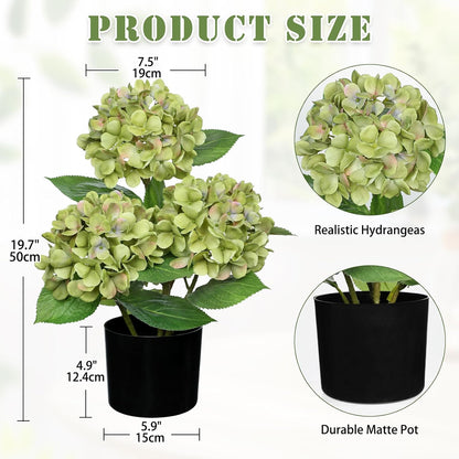Blue Hydrangea Artificial Flowers in Pot Large Silk Three-Head Hydrangeas Flowers Fake Flowers Arrangements for Indoor Home Office Kitchen Table Centerpieces Wedding Decorations