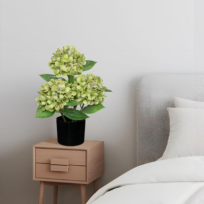 Blue Hydrangea Artificial Flowers in Pot Large Silk Three-Head Hydrangeas Flowers Fake Flowers Arrangements for Indoor Home Office Kitchen Table Centerpieces Wedding Decorations