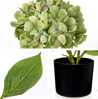 Blue Hydrangea Artificial Flowers in Pot Large Silk Three-Head Hydrangeas Flowers Fake Flowers Arrangements for Indoor Home Office Kitchen Table Centerpieces Wedding Decorations