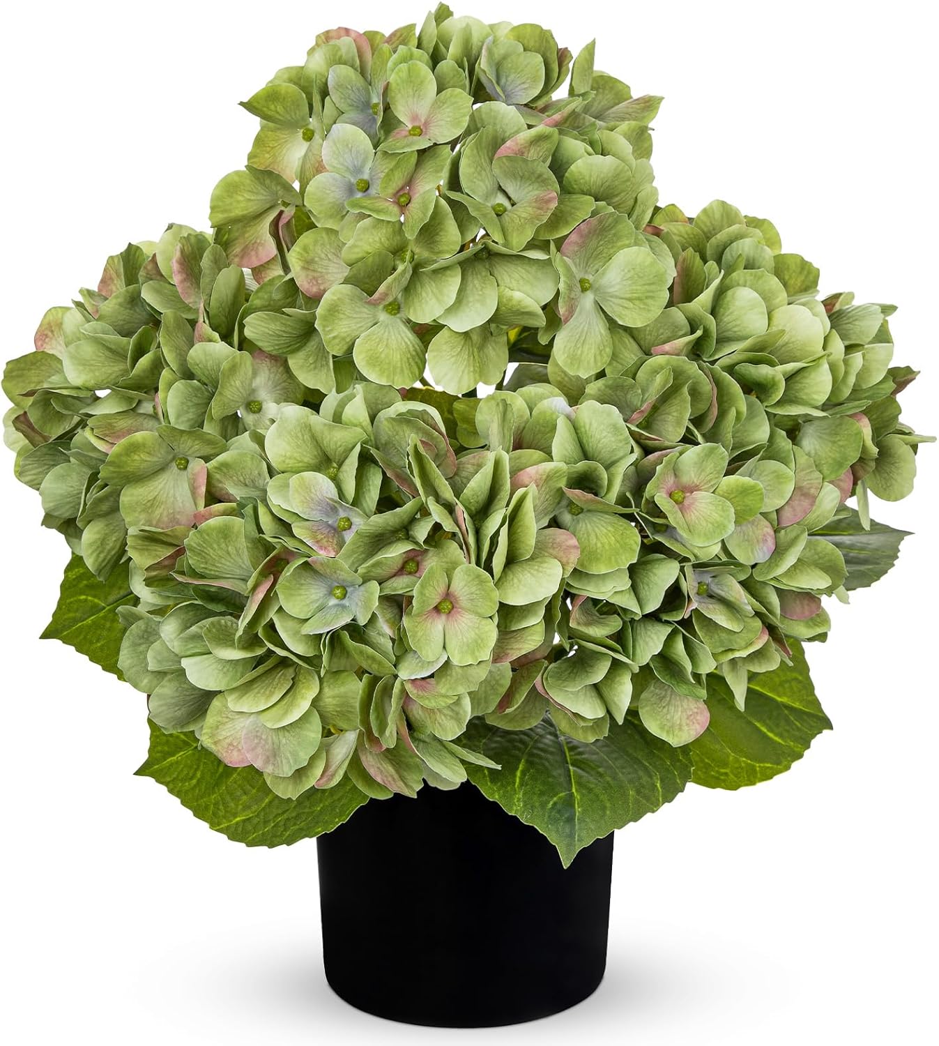 Blue Hydrangea Artificial Flowers in Pot Large Silk Three-Head Hydrangeas Flowers Fake Flowers Arrangements for Indoor Home Office Kitchen Table Centerpieces Wedding Decorations