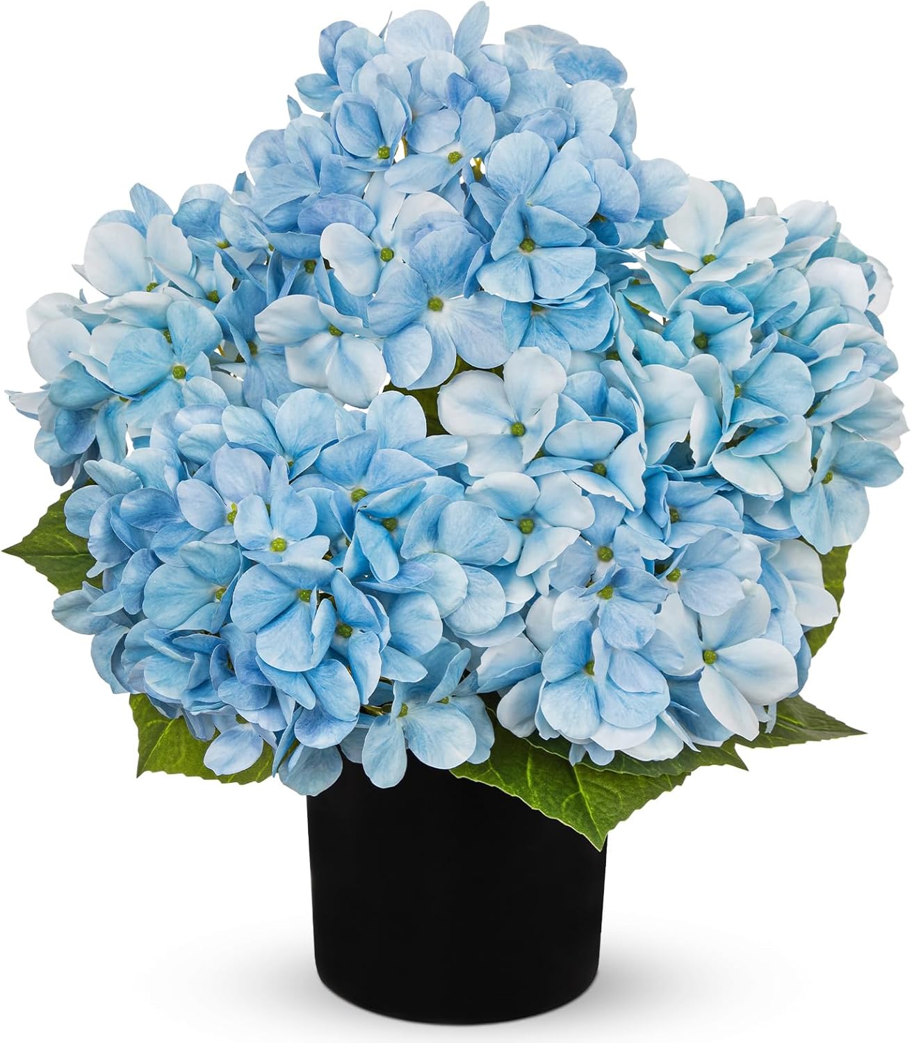 Blue Hydrangea Artificial Flowers in Pot Large Silk Three-Head Hydrangeas Flowers Fake Flowers Arrangements for Indoor Home Office Kitchen Table Centerpieces Wedding Decorations