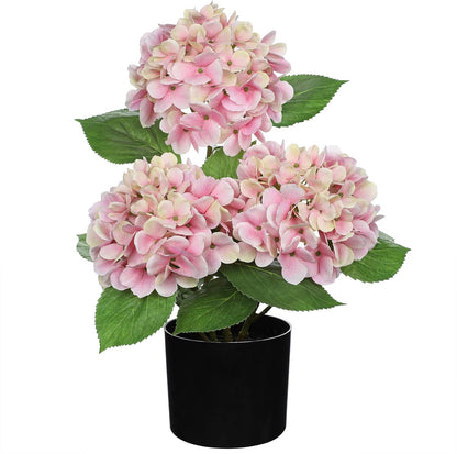 Blue Hydrangea Artificial Flowers in Pot Large Silk Three-Head Hydrangeas Flowers Fake Flowers Arrangements for Indoor Home Office Kitchen Table Centerpieces Wedding Decorations