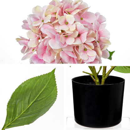 Blue Hydrangea Artificial Flowers in Pot Large Silk Three-Head Hydrangeas Flowers Fake Flowers Arrangements for Indoor Home Office Kitchen Table Centerpieces Wedding Decorations