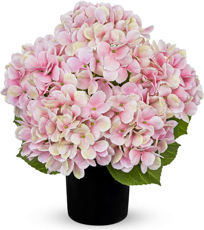 Blue Hydrangea Artificial Flowers in Pot Large Silk Three-Head Hydrangeas Flowers Fake Flowers Arrangements for Indoor Home Office Kitchen Table Centerpieces Wedding Decorations