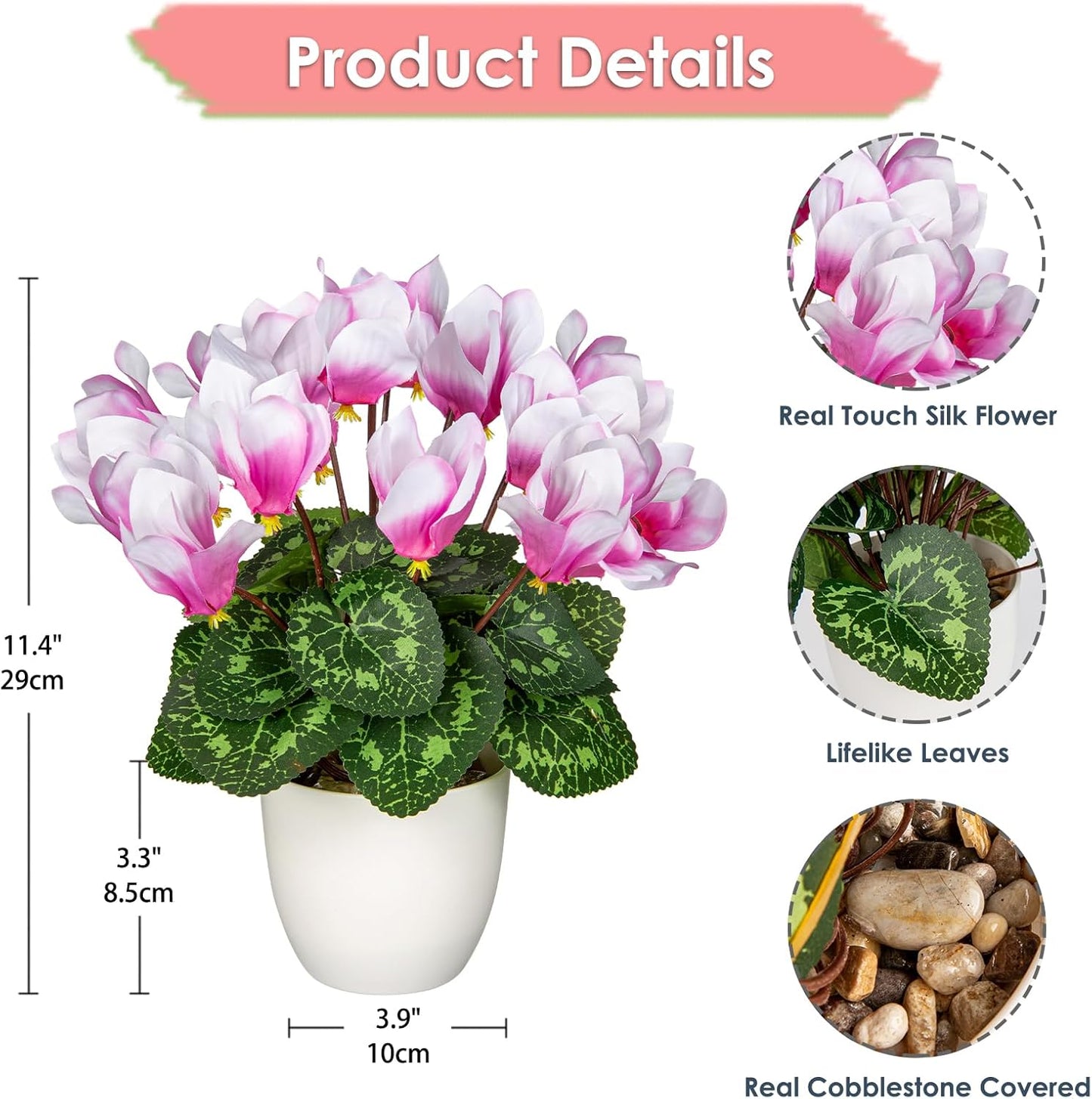 Blue Hydrangea Artificial Flowers in Pot Large Silk Three-Head Hydrangeas Flowers Fake Flowers Arrangements for Indoor Home Office Kitchen Table Centerpieces Wedding Decorations