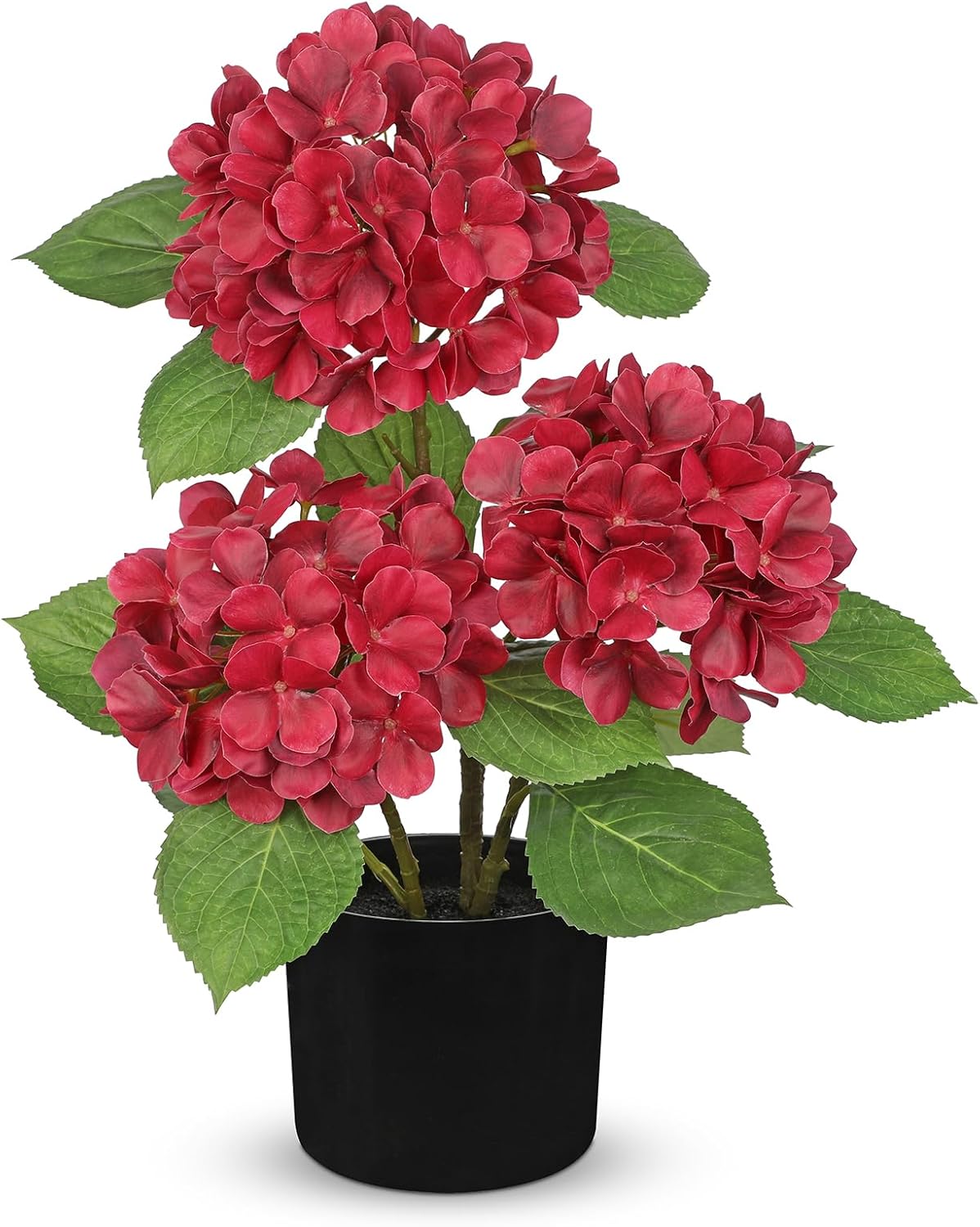 Blue Hydrangea Artificial Flowers in Pot Large Silk Three-Head Hydrangeas Flowers Fake Flowers Arrangements for Indoor Home Office Kitchen Table Centerpieces Wedding Decorations