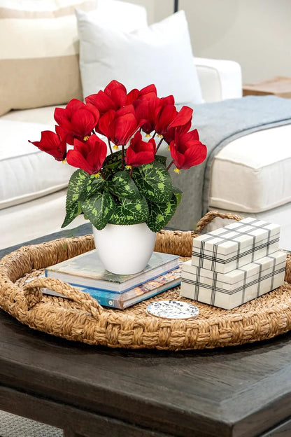 Blue Hydrangea Artificial Flowers in Pot Large Silk Three-Head Hydrangeas Flowers Fake Flowers Arrangements for Indoor Home Office Kitchen Table Centerpieces Wedding Decorations