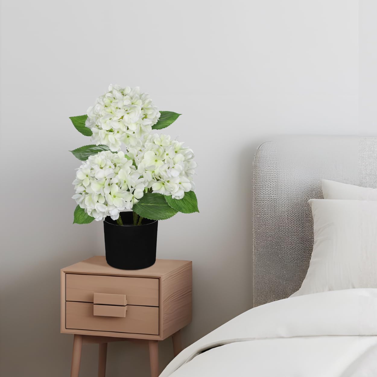 Blue Hydrangea Artificial Flowers in Pot Large Silk Three-Head Hydrangeas Flowers Fake Flowers Arrangements for Indoor Home Office Kitchen Table Centerpieces Wedding Decorations