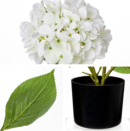 Blue Hydrangea Artificial Flowers in Pot Large Silk Three-Head Hydrangeas Flowers Fake Flowers Arrangements for Indoor Home Office Kitchen Table Centerpieces Wedding Decorations