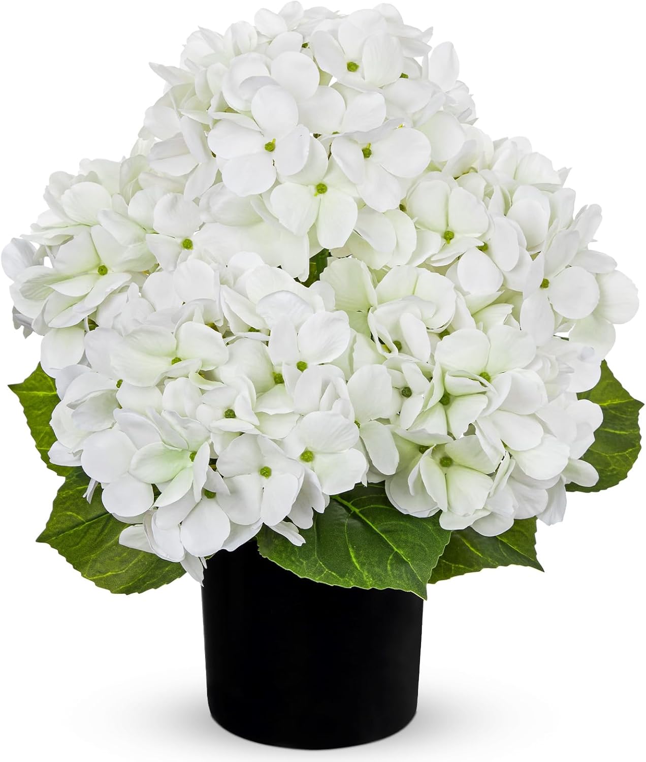 Blue Hydrangea Artificial Flowers in Pot Large Silk Three-Head Hydrangeas Flowers Fake Flowers Arrangements for Indoor Home Office Kitchen Table Centerpieces Wedding Decorations