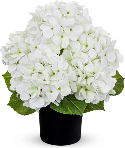 Blue Hydrangea Artificial Flowers in Pot Large Silk Three-Head Hydrangeas Flowers Fake Flowers Arrangements for Indoor Home Office Kitchen Table Centerpieces Wedding Decorations