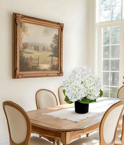 Blue Hydrangea Artificial Flowers in Pot Large Silk Three-Head Hydrangeas Flowers Fake Flowers Arrangements for Indoor Home Office Kitchen Table Centerpieces Wedding Decorations