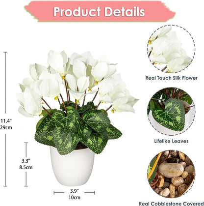 Blue Hydrangea Artificial Flowers in Pot Large Silk Three-Head Hydrangeas Flowers Fake Flowers Arrangements for Indoor Home Office Kitchen Table Centerpieces Wedding Decorations