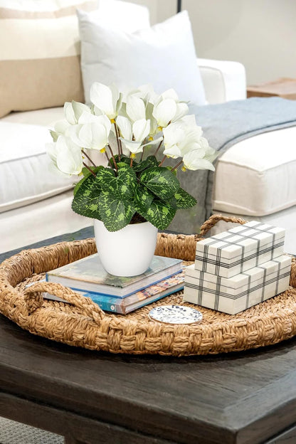 Blue Hydrangea Artificial Flowers in Pot Large Silk Three-Head Hydrangeas Flowers Fake Flowers Arrangements for Indoor Home Office Kitchen Table Centerpieces Wedding Decorations