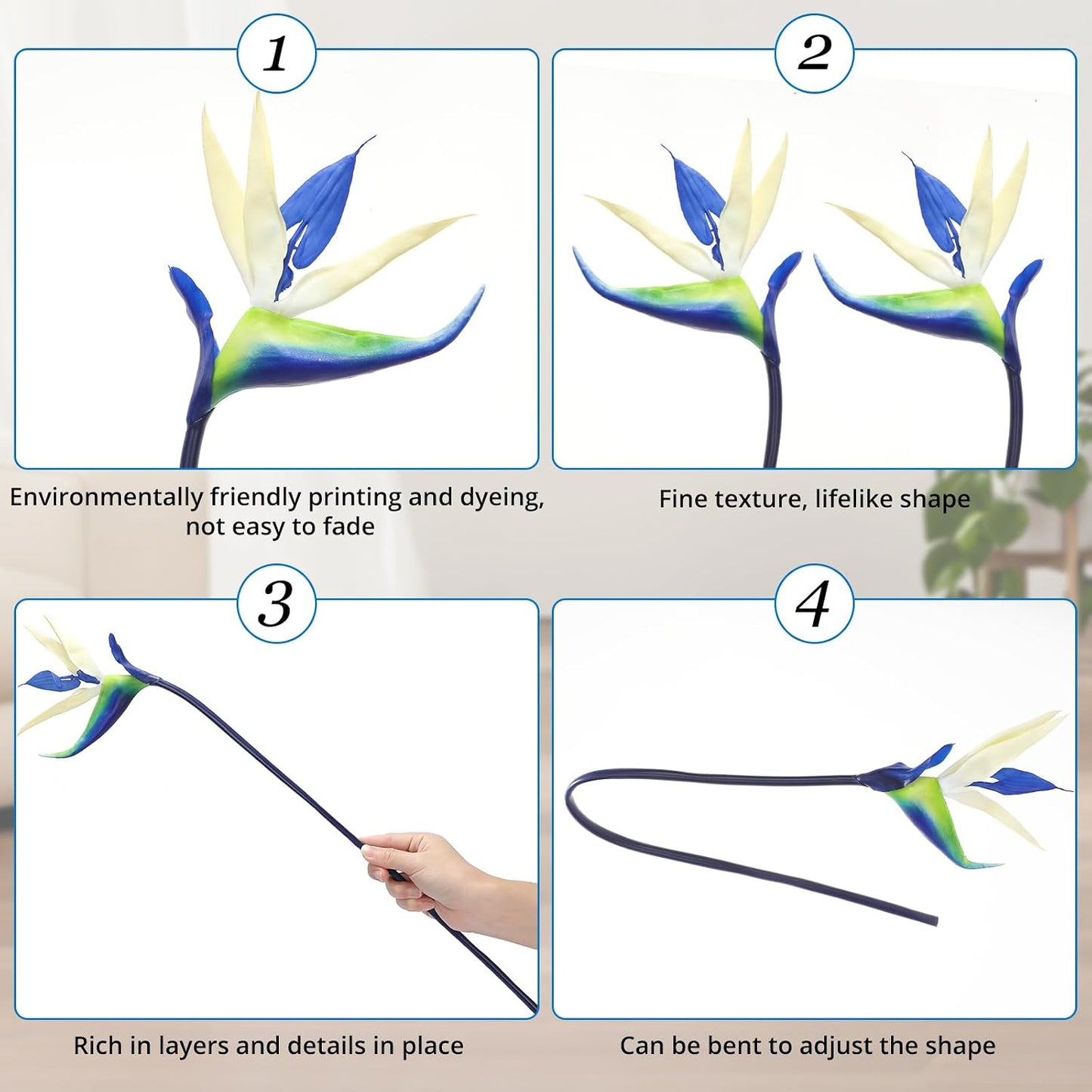12 Pcs Bird of Paradise Artificial Plant 24 Inches Hawaiian Tropical Flowers Fake Rubber Strelitzia Faux Flowers Bouquet for Home Garden Office Wedding Indoor Outside Party Decor DIY (Yellow)