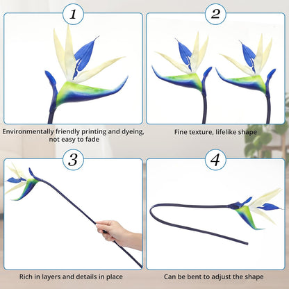 12 Pcs Bird of Paradise Artificial Plant 24 Inches Hawaiian Tropical Flowers Fake Rubber Strelitzia Faux Flowers Bouquet for Home Garden Office Wedding Indoor Outside Party Decor DIY (Yellow)