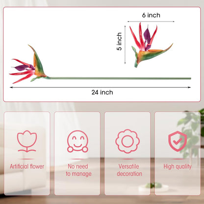 12 Pcs Bird of Paradise Artificial Plant 24 Inches Hawaiian Tropical Flowers Fake Rubber Strelitzia Faux Flowers Bouquet for Home Garden Office Wedding Indoor Outside Party Decor DIY (Yellow)