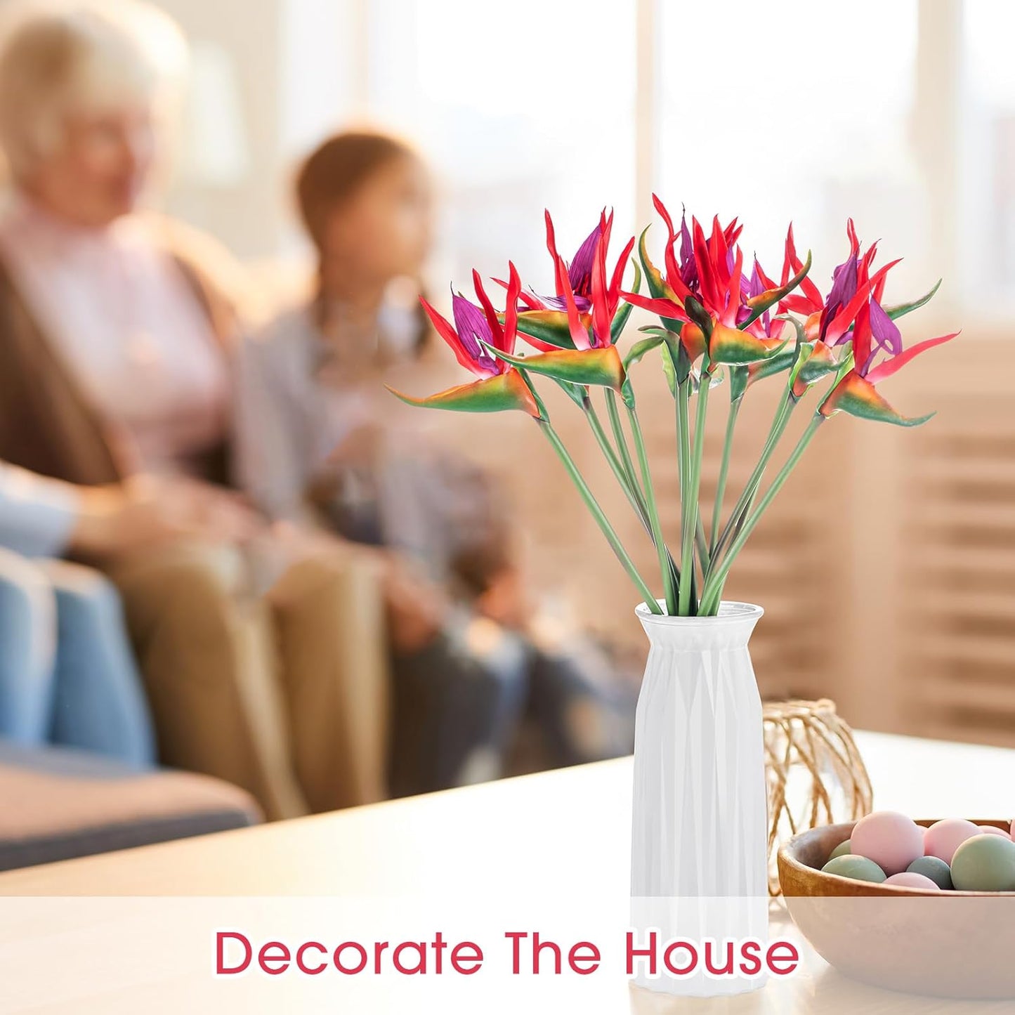 12 Pcs Bird of Paradise Artificial Plant 24 Inches Hawaiian Tropical Flowers Fake Rubber Strelitzia Faux Flowers Bouquet for Home Garden Office Wedding Indoor Outside Party Decor DIY (Yellow)