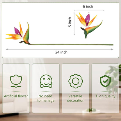 12 Pcs Bird of Paradise Artificial Plant 24 Inches Hawaiian Tropical Flowers Fake Rubber Strelitzia Faux Flowers Bouquet for Home Garden Office Wedding Indoor Outside Party Decor DIY (Yellow)