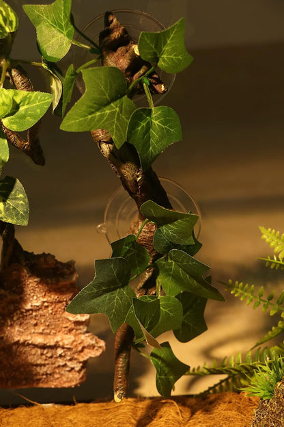 Reptile Corner Branch Terrarium Plant Decoration with Suction Cup for Amphibian Lizard Snake Climbing