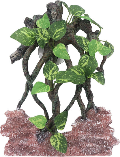Reptile Corner Branch Terrarium Plant Decoration with Suction Cup for Amphibian Lizard Snake Climbing